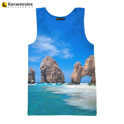 Seaside Beach 3D vīriešu topi unisex vasaras modes ikdienas topi ar palmu koku apdrukātu Harajuku ielas apģērbu bezpiedurkņu vestes krekls