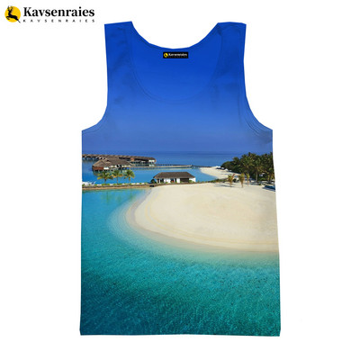 Seaside Beach 3D vīriešu topi unisex vasaras modes ikdienas topi ar palmu koku apdrukātu Harajuku ielas apģērbu bezpiedurkņu vestes krekls