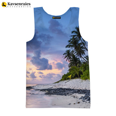Seaside Beach 3D vīriešu topi unisex vasaras modes ikdienas topi ar palmu koku apdrukātu Harajuku ielas apģērbu bezpiedurkņu vestes krekls