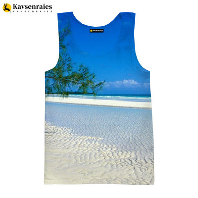 Seaside Beach 3D vīriešu topi unisex vasaras modes ikdienas topi ar palmu koku apdrukātu Harajuku ielas apģērbu bezpiedurkņu vestes krekls