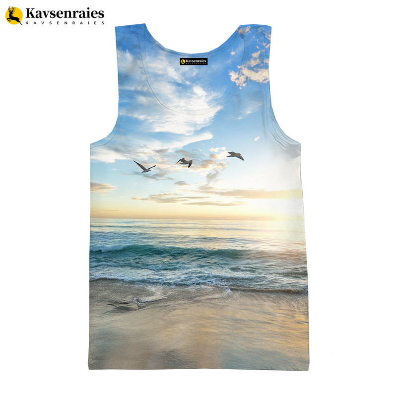 Seaside Beach 3D vīriešu topi unisex vasaras modes ikdienas topi ar palmu koku apdrukātu Harajuku ielas apģērbu bezpiedurkņu vestes krekls