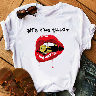 Μοντάλ λευκό κοντό μανίκι σέξι μπλουζάκι με μπλουζάκι με στάμπα με λαιμόκοψη Casual γυναικεία καλοκαιρινά μπλουζάκια ελεύθερου χρόνου