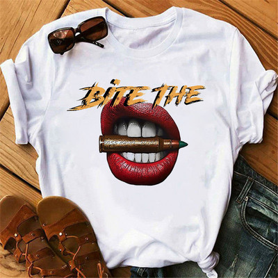 Μοντάλ λευκό κοντό μανίκι σέξι μπλουζάκι με μπλουζάκι με στάμπα με λαιμόκοψη Casual γυναικεία καλοκαιρινά μπλουζάκια ελεύθερου χρόνου