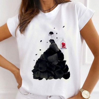 Sieviešu tauriņš ar ziedu apdruku Harajuku vasaras Tkrekli Ikdienas Tkrekls ar apaļu kaklu ar īsām piedurknēm Sieviešu T-krekls Drop Ship