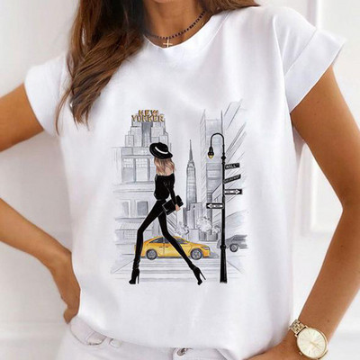 Sieviešu tauriņš ar ziedu apdruku Harajuku vasaras Tkrekli Ikdienas Tkrekls ar apaļu kaklu ar īsām piedurknēm Sieviešu T-krekls Drop Ship