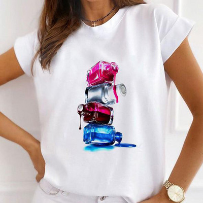 Sieviešu tauriņš ar ziedu apdruku Harajuku vasaras Tkrekli Ikdienas Tkrekls ar apaļu kaklu ar īsām piedurknēm Sieviešu T-krekls Drop Ship