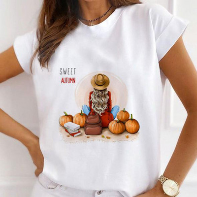 Sieviešu tauriņš ar ziedu apdruku Harajuku vasaras Tkrekli Ikdienas Tkrekls ar apaļu kaklu ar īsām piedurknēm Sieviešu T-krekls Drop Ship