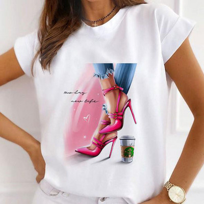 Sieviešu tauriņš ar ziedu apdruku Harajuku vasaras Tkrekli Ikdienas Tkrekls ar apaļu kaklu ar īsām piedurknēm Sieviešu T-krekls Drop Ship