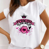 Szexi ajkak magas sarkú nyomott pólók nőknek Új nyári grafikai pólók Vicces ingek Női pólók Bő nyakú Harajuku felsők