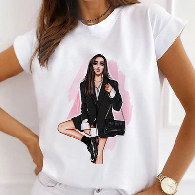 Szexi ajkak magas sarkú nyomott pólók nőknek Új nyári grafikai pólók Vicces ingek Női pólók Bő nyakú Harajuku felsők