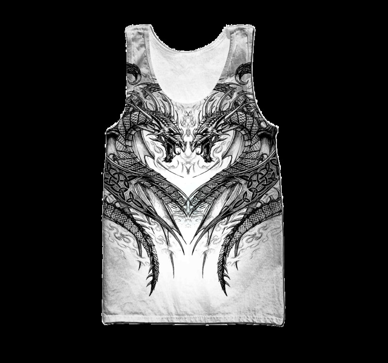 Lava Dragon Pattern 3D Visur Printed Vīriešu veste Vasaras Harajuku T-krekls Bez piedurknēm Unisex Ikdienas poliestera topi BX-58