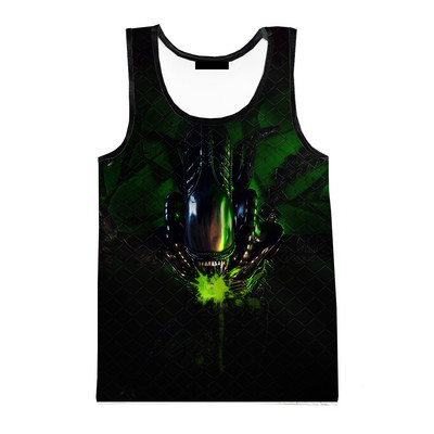 Vasaras citplanētiešu 3D drukas topi Modes pavasara Harajuku Streetwear Lielizmēra topi bez piedurknēm Krekli Vīriešu apģērbi