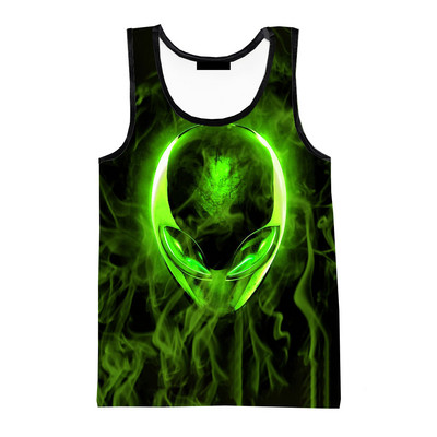 Vasaras citplanētiešu 3D drukas topi Modes pavasara Harajuku Streetwear Lielizmēra topi bez piedurknēm Krekli Vīriešu apģērbi