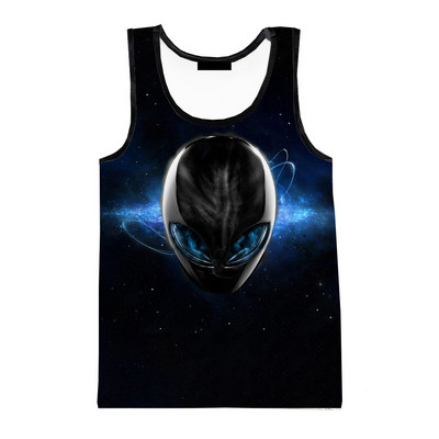 Vasaras citplanētiešu 3D drukas topi Modes pavasara Harajuku Streetwear Lielizmēra topi bez piedurknēm Krekli Vīriešu apģērbi