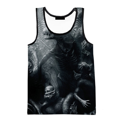 Vasaras citplanētiešu 3D drukas topi Modes pavasara Harajuku Streetwear Lielizmēra topi bez piedurknēm Krekli Vīriešu apģērbi