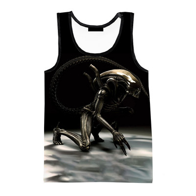 Vasaras citplanētiešu 3D drukas topi Modes pavasara Harajuku Streetwear Lielizmēra topi bez piedurknēm Krekli Vīriešu apģērbi