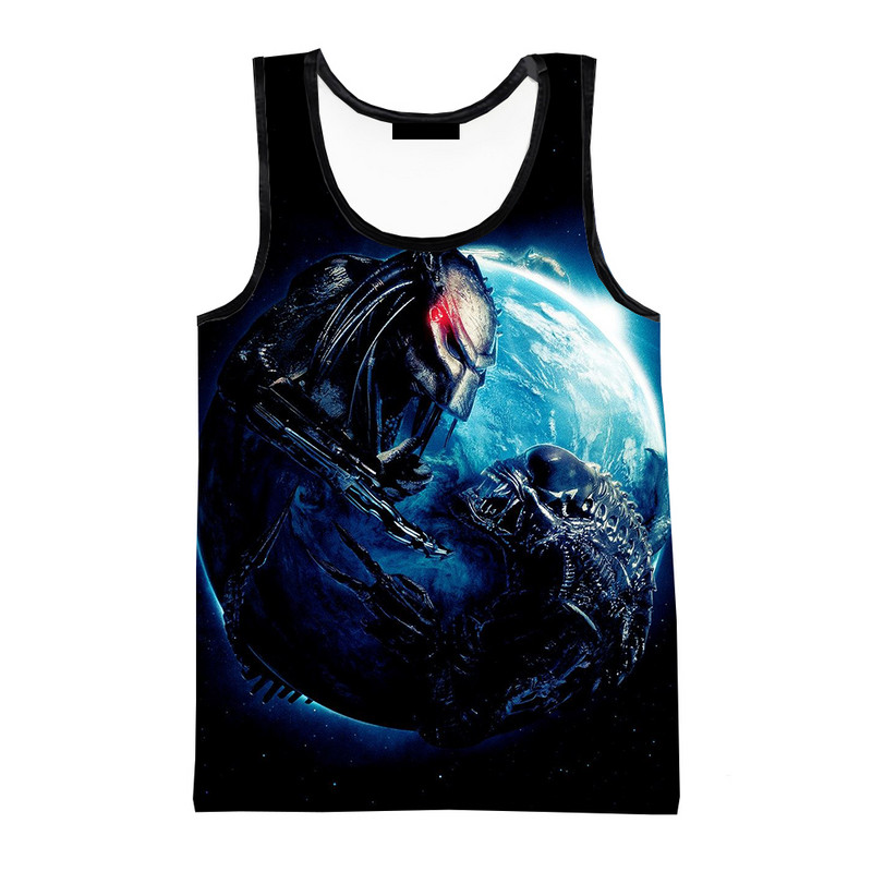 Vasaras citplanētiešu 3D drukas topi Modes pavasara Harajuku Streetwear Lielizmēra topi bez piedurknēm Krekli Vīriešu apģērbi