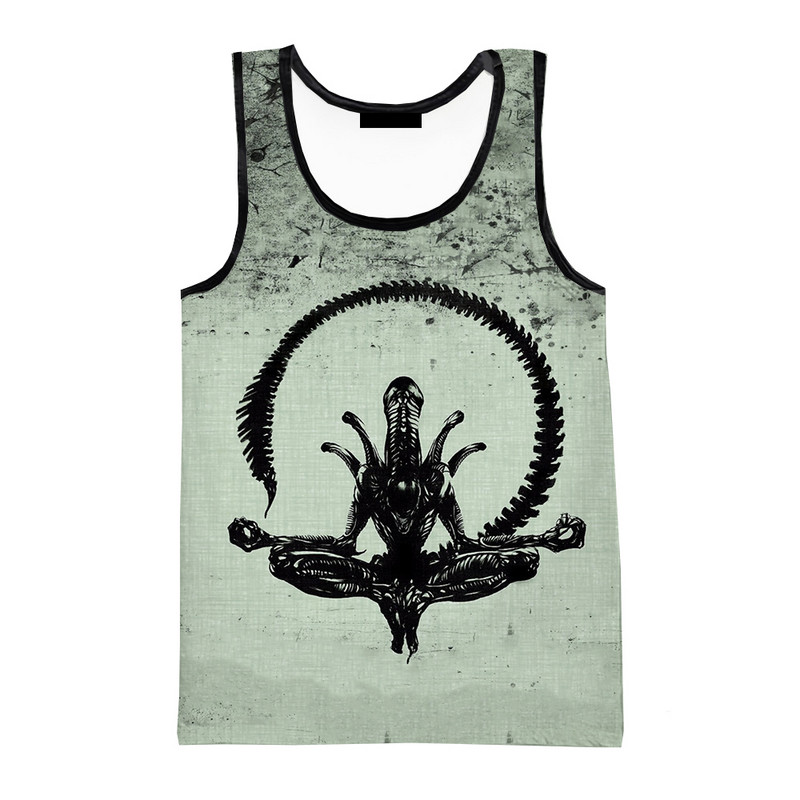 Vasaras citplanētiešu 3D drukas topi Modes pavasara Harajuku Streetwear Lielizmēra topi bez piedurknēm Krekli Vīriešu apģērbi