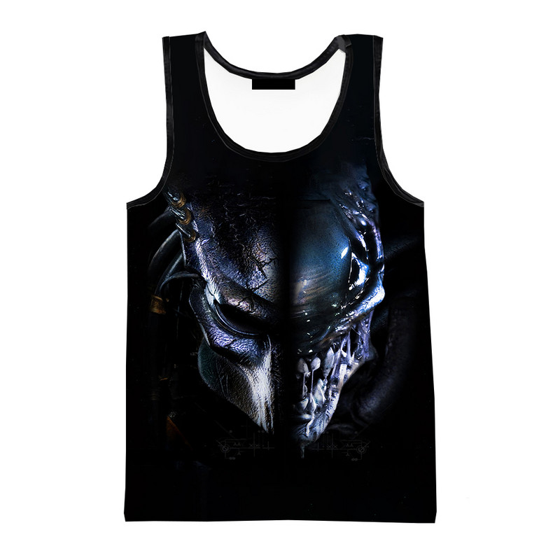 Vasaras citplanētiešu 3D drukas topi Modes pavasara Harajuku Streetwear Lielizmēra topi bez piedurknēm Krekli Vīriešu apģērbi