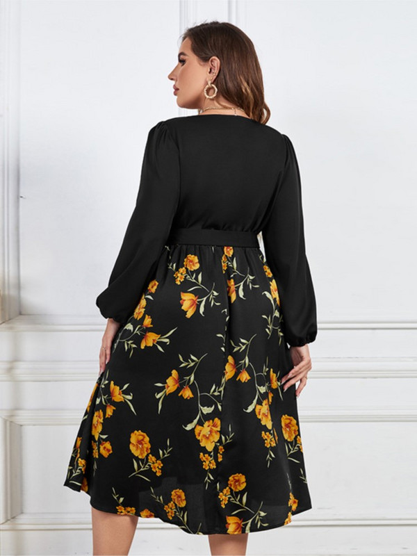 Liela izmēra vasaras puķaina midi kleita sievietēm ar ziedu apdruku brīvām garām piedurknēm Sieviešu kleitas ikdienas modes sievietēm 2023. g.