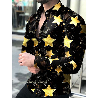 Πολυτελή ανδρικά πουκάμισα με γυριστό γιακά πουκάμισο με κουμπιά με κουμπιά casual designer με μακρυμάνικο μπλουζάκια ανδρικά ρούχα για πάρτι χορού