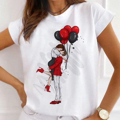 Μόδα καλοκαιρινά μπλουζάκια μπλουζάκι για γυναικεία μπλουζάκια καρτούν Γοργόνα με καρδιά ψηλοτάκουνα γραφικά γυναικεία μπλουζάκια γυναικεία μπλουζάκια