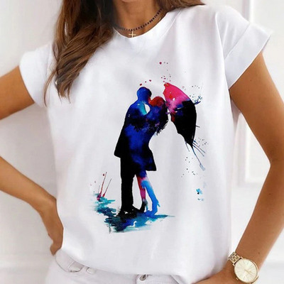 Μόδα καλοκαιρινά μπλουζάκια μπλουζάκι για γυναικεία μπλουζάκια καρτούν Γοργόνα με καρδιά ψηλοτάκουνα γραφικά γυναικεία μπλουζάκια γυναικεία μπλουζάκια