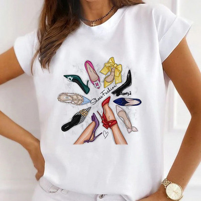 Μόδα καλοκαιρινά μπλουζάκια μπλουζάκι για γυναικεία μπλουζάκια καρτούν Γοργόνα με καρδιά ψηλοτάκουνα γραφικά γυναικεία μπλουζάκια γυναικεία μπλουζάκια