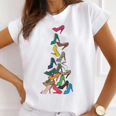 Μόδα καλοκαιρινά μπλουζάκια μπλουζάκι για γυναικεία μπλουζάκια καρτούν Γοργόνα με καρδιά ψηλοτάκουνα γραφικά γυναικεία μπλουζάκια γυναικεία μπλουζάκια