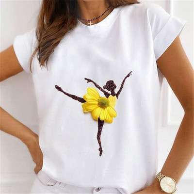 Νέα καλοκαιρινά εμπριμέ γυναικεία μπλουζάκια Γυναικεία φαρδιά μπλουζάκια με φλοράλ φτερά πεταλούδας γραφικά O λαιμόκοψη κοντομάνικα μπλουζάκια