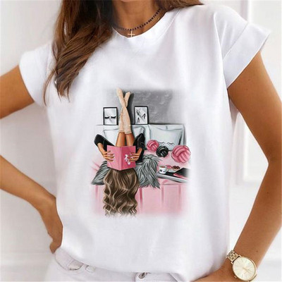 Νέα καλοκαιρινά εμπριμέ γυναικεία μπλουζάκια Γυναικεία φαρδιά μπλουζάκια με φλοράλ φτερά πεταλούδας γραφικά O λαιμόκοψη κοντομάνικα μπλουζάκια