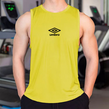 Sports Trendy Tank Top Fitness Casual μυϊκό γιλέκο με λαιμόκοψη Bodybuilding προπόνηση Αναπνεύσιμα αμάνικα ρούχα Ανδρικό μπλουζάκι