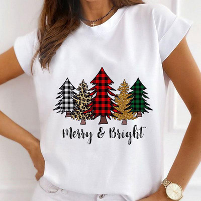 Sieviešu mode Ziemassvētki Harajuku T-krekls ar īsām piedurknēm Balts Ziemassvētku dāvanas Lācis Suns Kaķis Karikatūra Tops Cute Graphic T-krekli