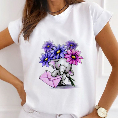 Sieviešu mode Ziemassvētki Harajuku T-krekls ar īsām piedurknēm Balts Ziemassvētku dāvanas Lācis Suns Kaķis Karikatūra Tops Cute Graphic T-krekli