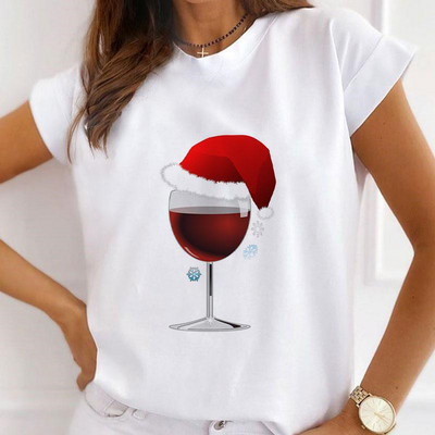 Sieviešu mode Ziemassvētki Harajuku T-krekls ar īsām piedurknēm Balts Ziemassvētku dāvanas Lācis Suns Kaķis Karikatūra Tops Cute Graphic T-krekli