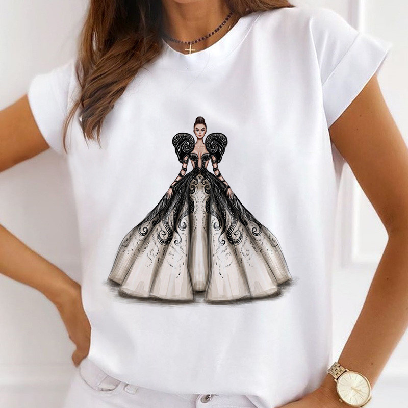 Sieviešu mode Ziemassvētki Harajuku T-krekls ar īsām piedurknēm Balts Ziemassvētku dāvanas Lācis Suns Kaķis Karikatūra Tops Cute Graphic T-krekli