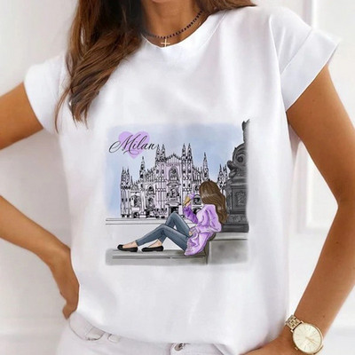 Famous Scenery print T-shirts Γυναικεία καλοκαιρινά γραφικά μπλουζάκια Αστεία πουκάμισα για γυναίκες Μοντέρνα μπλουζάκια Loose Crew Neck Harajuku tops