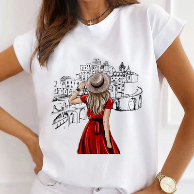 Famous Scenery print T-shirts Γυναικεία καλοκαιρινά γραφικά μπλουζάκια Αστεία πουκάμισα για γυναίκες Μοντέρνα μπλουζάκια Loose Crew Neck Harajuku tops