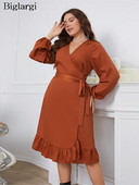 Καλοκαιρινό φόρεμα μίντι σε μεγάλο μέγεθος Γυναικείο μακρυμάνικο βολάν Πλισέ γυναικεία φορέματα Μόδα casual γυναικείο φόρεμα 2023