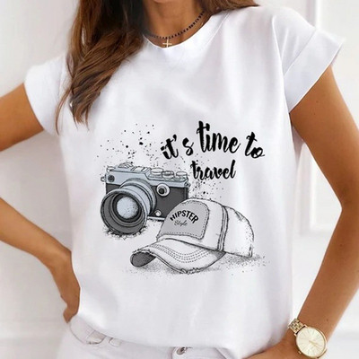 Karikatūra Butterfly Dog Rabbit Camera Printed Sieviešu T-krekls 100% Modāls Īsām Piedurknēm Brīvi Tkrekli Harajuku Tops Tī sieviešu krekli