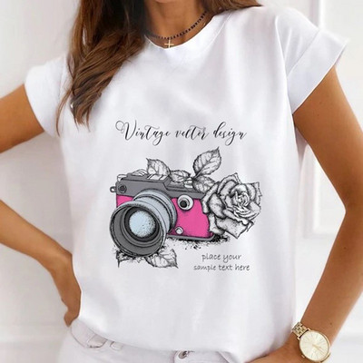 Karikatūra Butterfly Dog Rabbit Camera Printed Sieviešu T-krekls 100% Modāls Īsām Piedurknēm Brīvi Tkrekli Harajuku Tops Tī sieviešu krekli