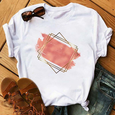 Nyáron új rövid ujjú pólók női divat szerelem szív virágmintás alkalmi laza felsők körgalléros póló