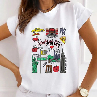 Γυναικεία φαρδιά καλοκαιρινά μπλουζάκια Love print New York City Graphic T-shirt Γυναικεία κοντομάνικα μπλουζάκια Modal O στο λαιμό