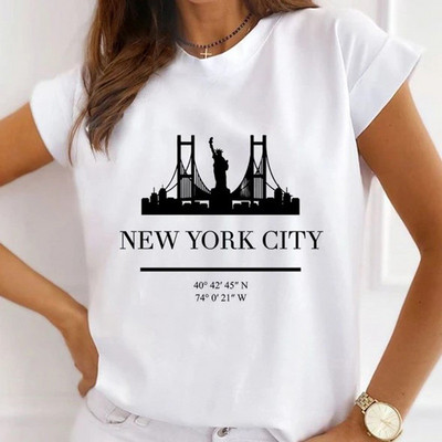 Γυναικεία φαρδιά καλοκαιρινά μπλουζάκια Love print New York City Graphic T-shirt Γυναικεία κοντομάνικα μπλουζάκια Modal O στο λαιμό
