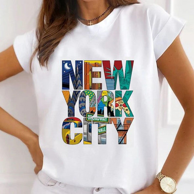 Γυναικεία φαρδιά καλοκαιρινά μπλουζάκια Love print New York City Graphic T-shirt Γυναικεία κοντομάνικα μπλουζάκια Modal O στο λαιμό