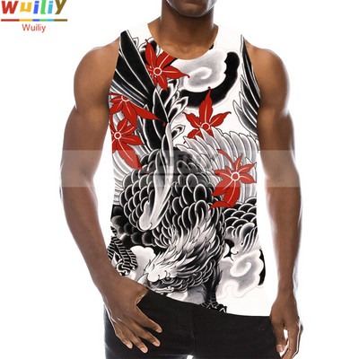 Vīriešu Dzīvnieki Grafiski bezpiedurknēm 3D Tops Brīvdienu Tetovējumi Tees Draw Tank Topi Vingrošanas zāle Zēnu Ielu apģērbi Jaunums Ērgļa veste