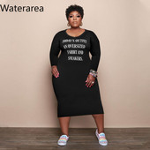 Waterarea naiste suures suuruses kleit V-kaelusega pikkade varrukatega, tähemärgiga maksikleit vabaaja massiivne naiste kleit, 2021. aasta sügis