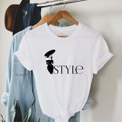 Új nyári nyomtatott női pólók Női bő felsők magas sarkú karácsonyfa Paris Heart Graphic O nyakú rövid ujjú póló