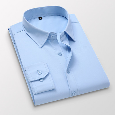 TFETTERS Rozā krekls Vīriešu pavasara rudens vīriešu biznesa krekls ar garām piedurknēm Poliestera Slim Fit formāli kleitu krekli vīriešiem Apģērbs