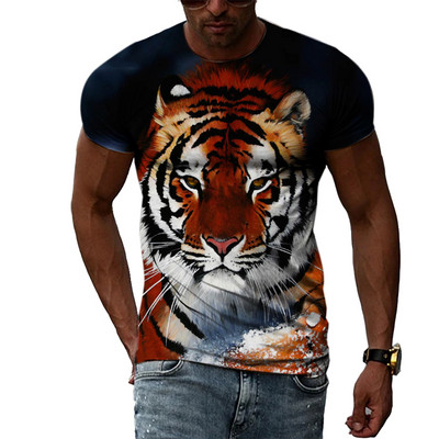 Cool Tigers Summer New Hot Sale Ανδρική τάση μόδας Τρισδιάστατη προσωπικότητα Street Hip Hop Harajuku T-shirt με κοντομάνικο λαιμό